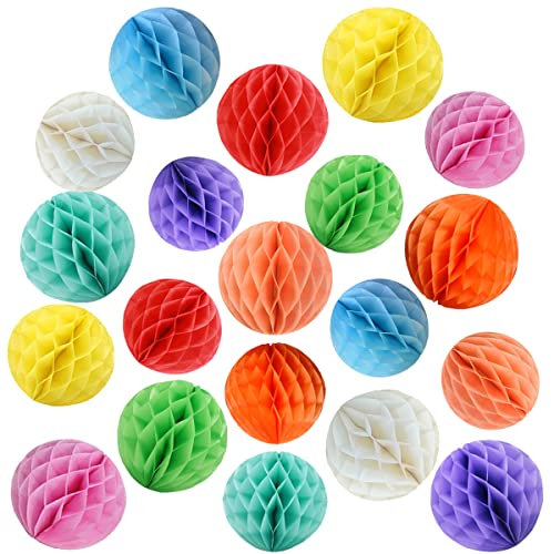 YLY's love Papier Wabenball Dekoration 20 Stück 10cm 15cm Honeycomb Balls pompom Deko zum Aufhängen Dekor für Geburtstag Hochzeitsfest Party Brautduschen Wohnungdeko (10cm ,15cm-Mehrfarbig Set)