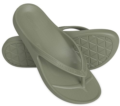 Lightfeet Arch Support Flip Flops,Australische Podologen Designed FlipFlops für Frauen & Männer verhindern müde schmerzende Beine, khaki, 39 EU