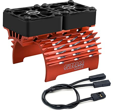 ARRAROWN RC Motor Heatsink with Twin 30mm Cooling Fans, 40mm Diameter, Fits 4068 4274 Brushless Motor, 1/8 1/7 RC Car & 42mm Diameter Motors