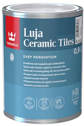 TIKKURILA Luja Ceramic Tiles - Semi-matt paint for Ceramic Tiles - White & 15+ Colours (Customise Now) (1 Liter)