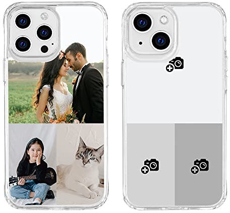 YOOCUSTOM Personalised Phone Case for Apple iPhone 15 14 13 12 11 Pro Max Mini X XS XR SE 7 8 Plus, Custom Mobile Phone Bumper Back Cover Clear Soft Hard Photo Design Image Picture Collage(048)