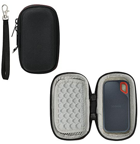 kwmobile Hülle kompatibel mit SanDisk Portable SSD 250GB / 500GB / 1TB / 2TB SSD Festplatte - Case Tasche für Portable SSD - Tragetasche mit Schlaufe - Schwarz