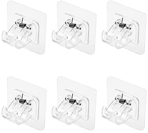 6 Stück Gardinenstange Ohne Bohren, Vorhangstange Halterung Selbstklebend Gardinenstangenhalter Zum Kleben Transparente Gardinenstangenhalterung Kleben Gardinenhakenhalter Vorhang Haken Halter
