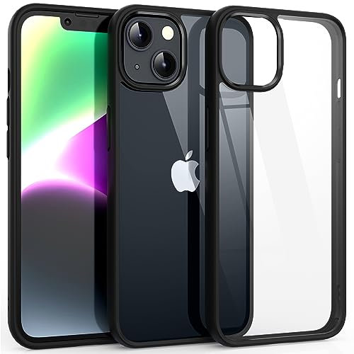 Supdeal Stoßfeste Klar Hülle für iPhone 14, [Nicht vergilbend] [10FT Militärischer Fallschutz] Hart Durchsichtig Rückseite Vier Eckenairbags Fallschutz Handyhülle, 6,1 Zoll, Schwarz