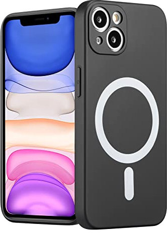 ZCDAYE Magnetic Case for iPhone 13, iPhone 13 (6.1 inches) Silicone Case Compatible with MagSafe, Slim Soft Anti-Scratch Protective Phone Cover, iPhone 13 (6.1 inches) - Black