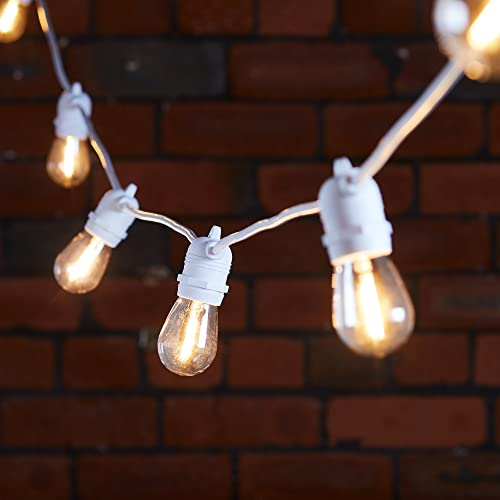 Lights4fun Ultimate Connect 15m 30er LED Party Lichterkette Außen Koppelbar Warmweiß Retro Glühbirnen Lichterkette Kugel strombetrieben