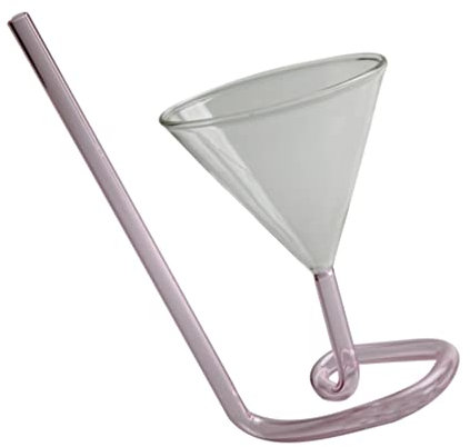 MARURY Creative Cocktail Glasses Spiral Shaped, Cocktail Wine Glass Spiral Martini Glasses with Straw Goblet Cups Glassware for KTV Home Bar Club Restaurant, Hawaiian Party (Color : Pink)