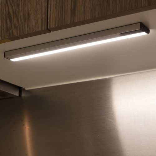 Integral LED Under Cabinet Wardrobe Night Lights | Stick On Wireless Dimmable 350mm 3000K LED Strip Lighting with Motion Sensor and USB Rechargeable Battery for up 25000 Hours Reliability: Twin Pack
