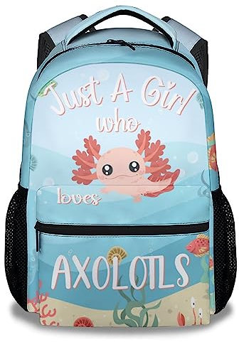 COOPASIA Axolotl Rucksack für Mädchen und Jungen, 40,6 cm, Axolotl-Thema, Büchertasche mit verstellbaren Trägern, langlebig, leicht, Axolotl 2, Classic
