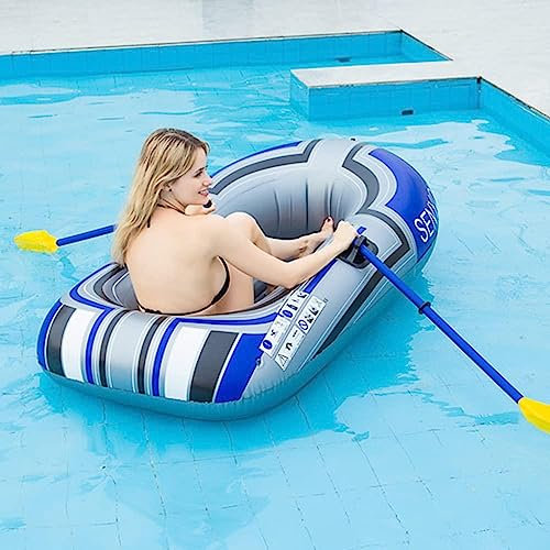 RIDAEX Zwei-Personen-Schlauchboot zum Angeln, Gummiboot, PVC-Kajak, verdicktes 1-Personen-Boot, Kajak, tragbares See-Fischerfloß mit Paddel,B