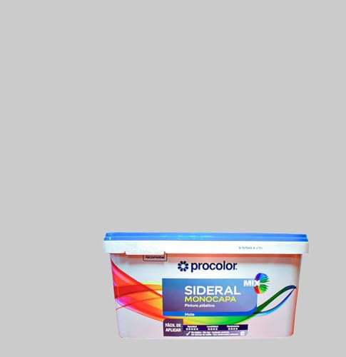 Pintura de Interior Monocapa Sideral Mix. Colores del Mundo. Alta cubrición, Lavable, Colores duraderos. Cubeta de 4 L. (4 L., Gris suave - Pensilvania)