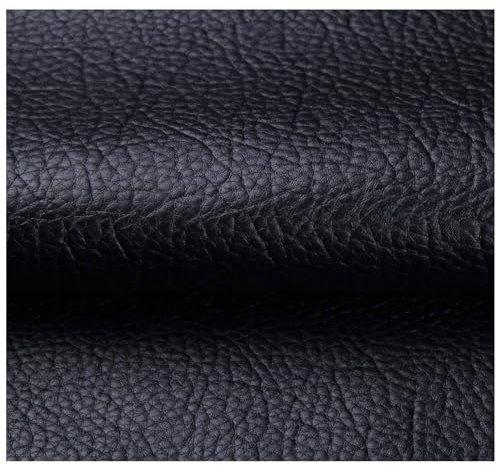 SSWZHANG Wasserdicht Kunstleder Stoff Schwarz 140cm Breiter Lederimitat Texturiert Lederstoff Polsterstoff Bezugsstoff für Möbel, Sofa, Autositze, Dekoration(Size:140x200cm,Color:Schwarz)