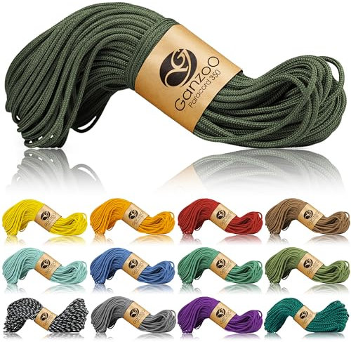 Ganzoo Paracord 350 Seil, Nylon Polyester, 2,5mm, Typ 1, 30m, Outdoor Schnur, Allzweckseil, Takelung für Armband, Hundehalsband, Hundeleine Knüpfen, Camping Survival, Oliv grün