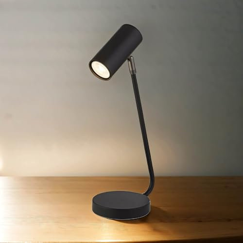 Licht-Erlebnisse Schreibtischlampe Metall Schwarz 40 cm hoch verstellbarer Schirm Retro Design GU10 Tischleuchte Büro Leselampe Arbeitszimmer