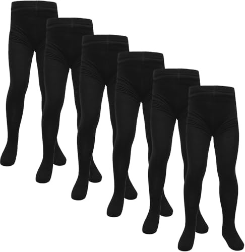 A2Z 4 Kids Premium Girls Fleece Lined Thermal Tights Pack Of 3 Or 6 Cosy Winter Stretchy - Thermal Tights Black 6 Pack 11-12
