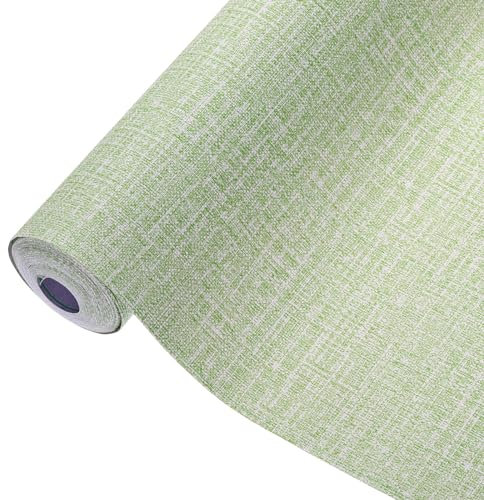Sourcing Map Grasscloth Peel & Stick Wallpaper - 23.6x394 Self-Adhesive Textured Wallpaper, Waterproof for Desk, Wardrobe, Countertop, Cabinet, Green