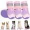 Eyein Hundeschuhe Pfotenschutz, 4 Stück atmungsaktiv Hundeschuhe mit Rutschfester Sohle und reflektierendem Klettverschluss für kleine, mittlere und große Hunde, Sport im Freien, Lila, Größe 1