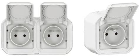 LEGRAND - Prise Etanche Double IP55 avec Terre Plexo - Prise 2P+T 16A Complète avec Volet & Prise Etanche IP55 avec Terre Plexo - Prise 2P+T 16A Complète avec Volet