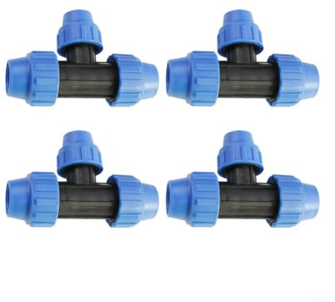 4 raccordi per tubi dell'acqua, 16 bar, in polietilene, riduttori, in plastica, per tubi dell'acqua, raccordi per tubi dell'acqua a tre vie (25 x 20 x 25)