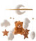 Herfair Mobile Baby Bettglocke mit Teddybär Hölz Mädchen Hängende Mobile Windspiel für Babybett Kinderbett (Braun)