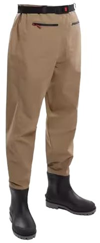 KPHYMOD Waders Pesca Stivali da Pesca A Mosca da Uomo, Stivali da Caccia Leggeri Color Cachi con Ginocchia Rinforzate A Doppio Strato(40 EU)