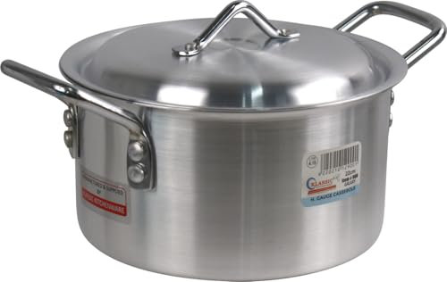 Aluminium Cooking Pot Casserole Kitchen Dish with Lid and Side Handles (Pot 30cm 13.5L)