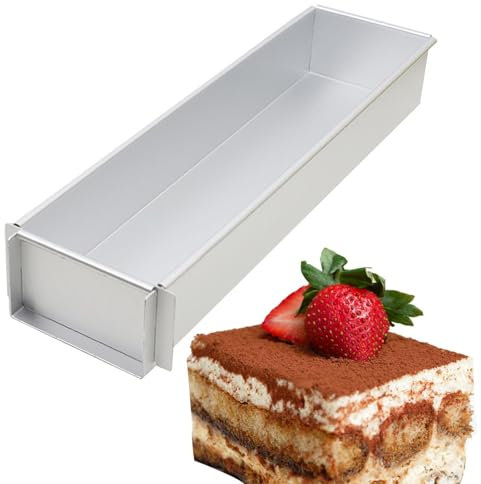 Molde para tartas – Marco flexible para tartas, sartén para helado, antiadherente, rectangular, de aleación de aluminio engrosado, apertura cuadrada, fija, Battenberg, rectángulo móvil