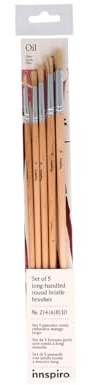 INNSPIRO Set mit 5 runden Borstenpinseln, Langer Griff, Nr. 2, 4, 6, 8, 10