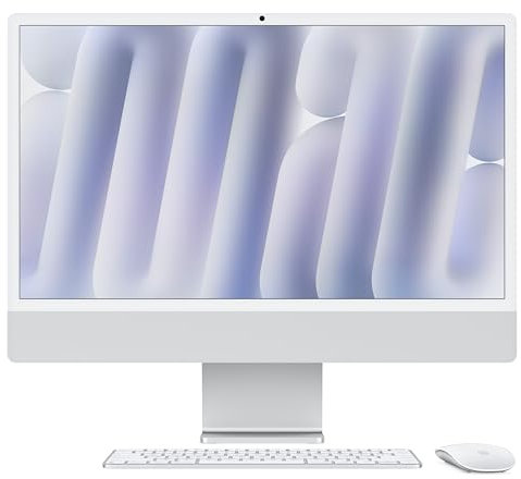 Apple iMac Ordinateur de Bureau Tout-en-Un avec Puce M4, CPU 10 cœurs et GPU 10 cœurs : Conçu pour Apple Intelligence, écran Retina 24'', 24 Go de mémoire unifiée, 512 Go de Stockage SSD ; Argent