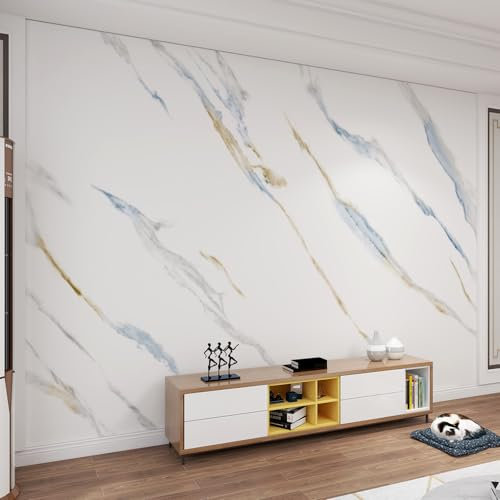 Peintures murales abstraites en marbre blanc, lignes de fissures incurvées gris clair, grandes peintures murales 3D, impression HD, étanche pour salon, chambre à coucher, salle de bain - 450 x 305 cm