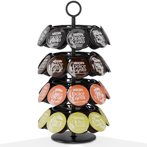 ACROPAQ Porte Capsules pour Dolce Gusto - Rangement pour 36 capsules Dolce Gusto, Rotation à 360°, Métal de haute qualité, Noir - Support pour capsule Dolce Gusto
