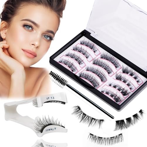 Faux Cils Magnetique Naturel, Faux Cils Magnetique avec Applicateur, Réutilisable Cils Magnetique 4 Aimant, Cils Magnétique Aucune Colle ni Eye-liner Requis, Facile à utiliser Convient, pour fête