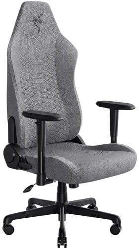 Razer Iskur V2 X - Basic gaming chair with integrated lumbar support (high-density moulded foam cushions, 2D armrests, soft fabric) Grey