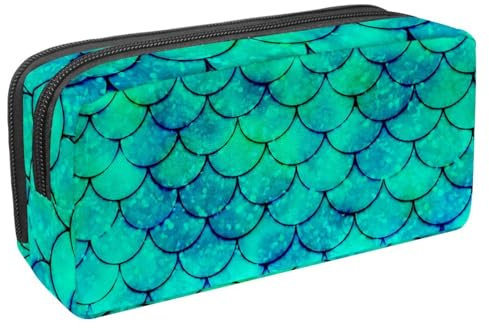 VAPOKF Federmäppchen, Federmäppchen, Schüler-Schreibwaren-Tasche für Teenager, Jungen, Mädchen, Schul- und Bürobedarf – Meerjungfrau-Grüne Waage, multi, 2.3x8.2x3.9in/6x21x10cm, Taschen-Organizer
