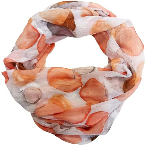 J26 Dots Punkte Seide Sommer Kreis Loop Farbverlauf Silk Uni Rundschal Schlauchschal Stola Schal leicht (Kreis Orange)