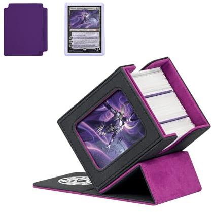 Marsguard Card Deck Box für MTG mit Commander Display für 100+ Double Sleeved Cards, Magnetic Card Storage Box Fits for TCG Sports Trading Cards (schwarz&lila)