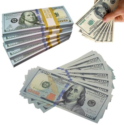 Xynqura Prop Money Dollar, Lot de 120 Billets de Dollar, Prop Money, 120 Argent Fictif Billets en Jouets, Faux Argent de Jeu, Billets de Dollar, pour Les Magasins et Les études, Film, Jeux de Casino