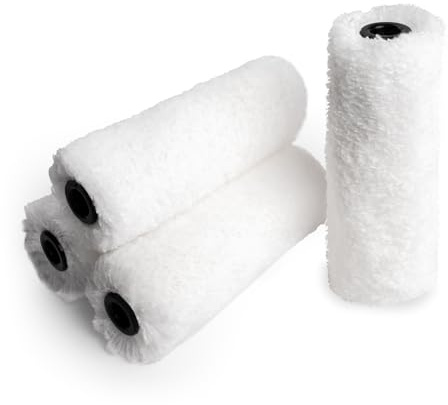 Hemway Paint Roller Sleeves 4 Inch Pack of 4, Mini Rollers Painting Sleeves | Premium Mid-Pile Sleeve for Indoor Outdoor Walls, Ceilings, Furniture, Radiator, Skirting Boards, Reusable, Smooth Finish