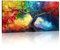 Grande Alberi Astratti Rosso Blu Quadro, Moderno Stampa su Tela quadro su tela Natura Fantasia Alberi Colorati Astratto Pittura su tela Quadri Soggiorno Camera da Letto Decorazione Murale 100x50cm
