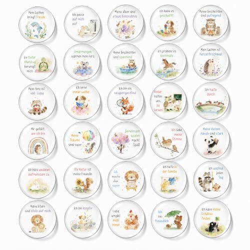 BIROYAL 30 STK. Magnete Kinder, 3D Kühlschrankmagnete Tier mit Sprüchen | Geschenke zur Einschulung - Motivation Kühlschrank Magnete, Kleine magnete für Kinder - Magnete für magnettafel Whiteboard
