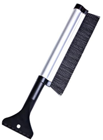 Ausziehbarer Eiskratzer mit Teleskopstange, Aluminiumlegierung | 1 Stück, Silber, Nylon Borsten und Abs Schaufel, Kompakt Verstaubar, für Autozubehör im Winter