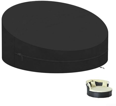 Wasserdichte Abdeckung für Gartenmöbel, strapazierfähig, 420D, Gartenabdeckung für Sonneninsel, schützende runde Plane mit PU-Beschichtung, winddichte Gurte (230 x 120 x 100 cm)