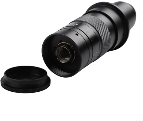 Adjustable Zoom Lens for C Mount Microscope Cameras, to 300X Magnification Display, Alloy Material for Industrial and Scientific Use (120X)