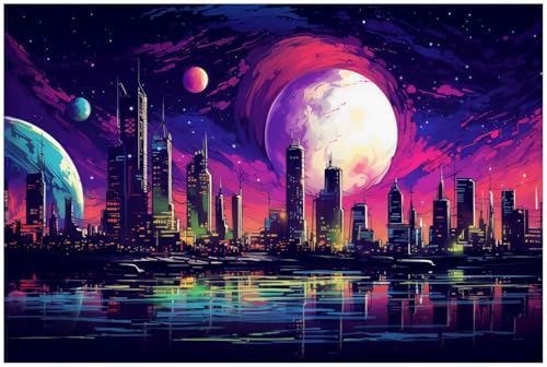 Wallario Küchenrückwand selbstklebend 90 x 60 cm, Motiv: Zukunft unter fremden Himmeln | Spritzschutz abwischbar & pflegeleicht