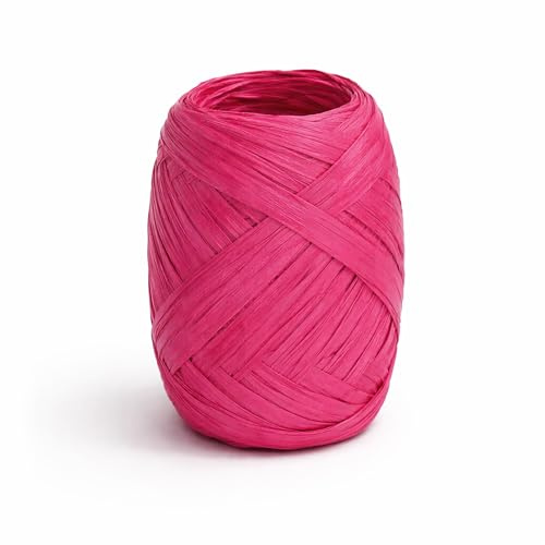 Papierband Raffiabast 20m Geschenkband Raffia Papier Schnur für Craft Verpackung - Bastband Papiergarn zum Binden Verzieren - Bänder für Bastelarbeiten Geschenke Dekorationen - Fuchsia