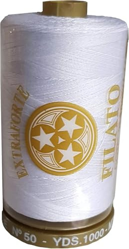 Fili & filati Filo da Cucito TRE STELLE marca ORO Extraforte N50, 1000 Yds (914 mt), Lucido e Resistente, Made in Italy (Bianco - 1000yds, 1 Spola)