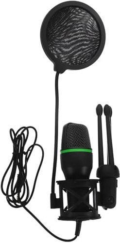Computer Gaming Condenser Microphone Tabletop USB Mic with Noise Reduction and Metal-plastic Build, for Live Broadcasts and Classes, Black Colour with Bracket Included Random Color