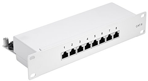 TPFNet Cat.6 Patchpanel Verteilerfeld 8 Port -10“ Zoll - 1HE Geschirmt Grau