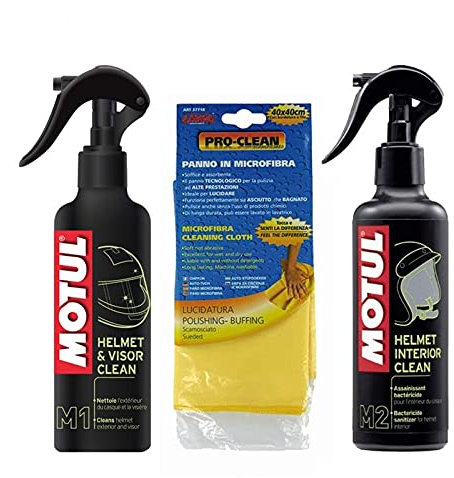 Kit limpieza Casco Motul M1 Helmet & Visor + M2 Helmet interior + pannopelle Pro-Clean