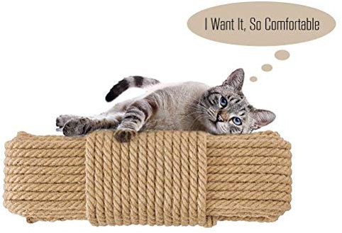 Aoneky Replacement Cat Scratching Post Sisal Rope - Hemp Rope for Cat Tree and Tower (1/4'' 33 Ft)